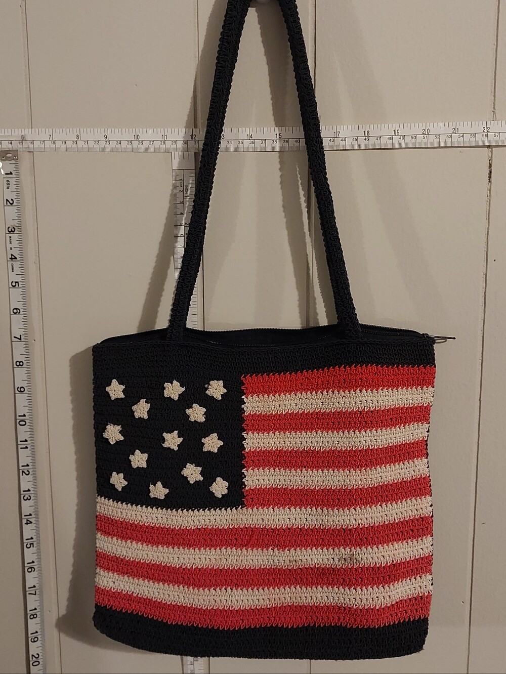 Candie's American Flag Crochet Tote Bag